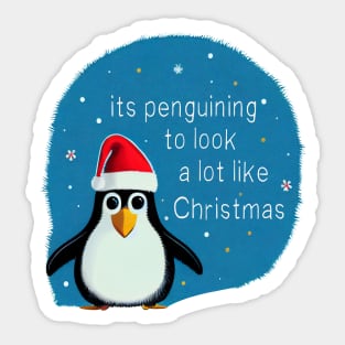 Funny Christmas Penguin Pun Sticker